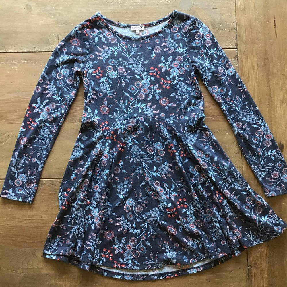 Splendid blue floral pattern skater dress 7/8